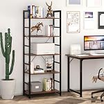 VERMESS Industrial Bookshelf, 5-Tier 24inch Shelving Unit Wood Bookcase with Open Shelves, Standing Bookshelves Metal Frame Display Rack for Living Room,Bedroom, 24.8 * 11.8 * 63 inch,Rustic Brown