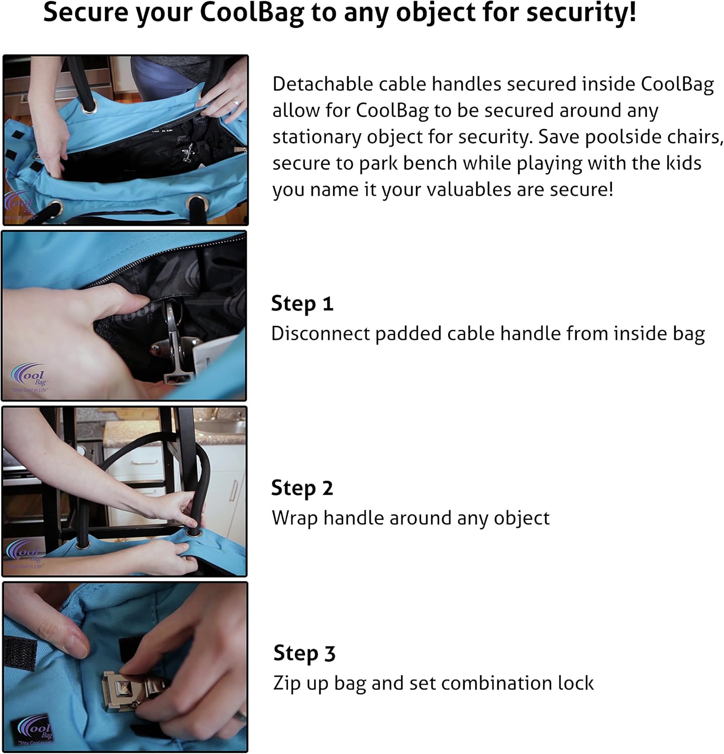 Locking Anti-Theft Beach Bag Travel Tote with Insulated Cooler - Perfect for Spring Break & Cruises - (Riviera Red) - Image 4