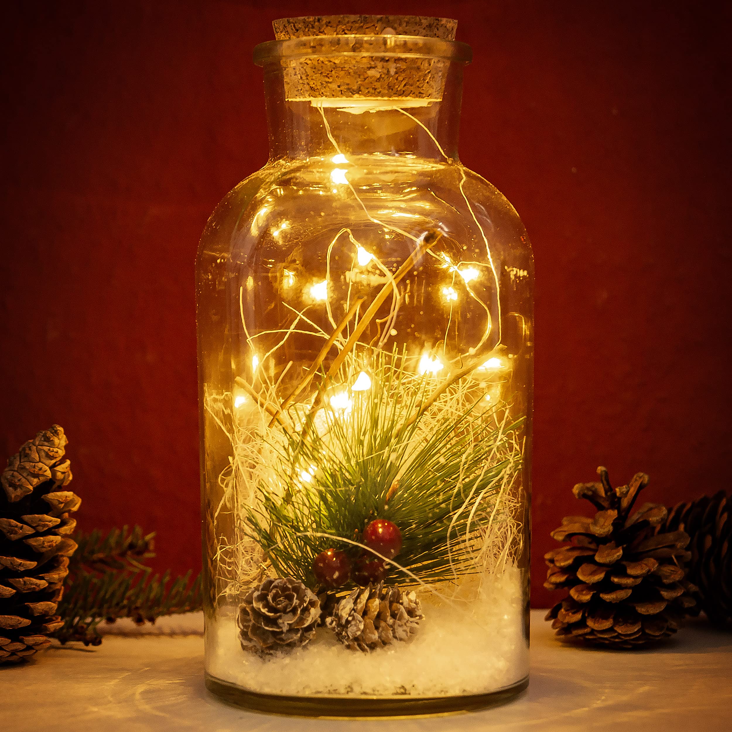 alles-meine.de GmbH LICHT Dekoglas - 8 Stück LED Weihnachten & Winter Schnee inkl. Name - 22 cm - Licht im Einmachglas - Marmeladenglas - Flasche - Weihnachtsflasche