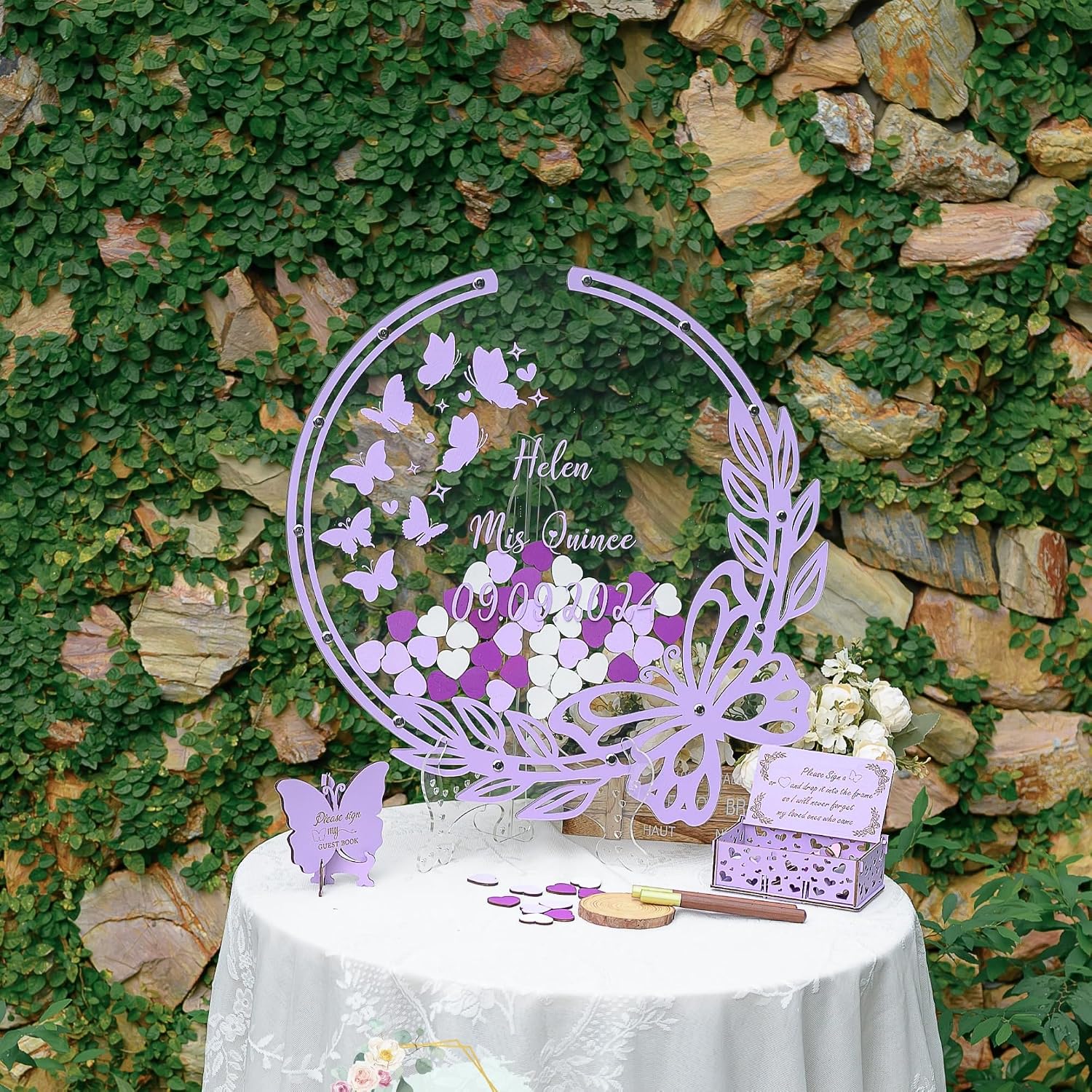 Purple Butterfly Quinceanera Guest Book Alternative, Mis Quince Sweet 16 image 4