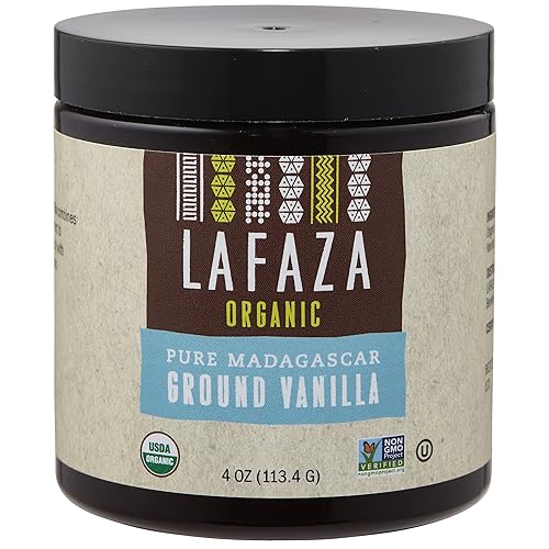 Lafaza Polvo orgánico de grano de vainilla molido puro de Madagascar Bourbon, 4 onzas