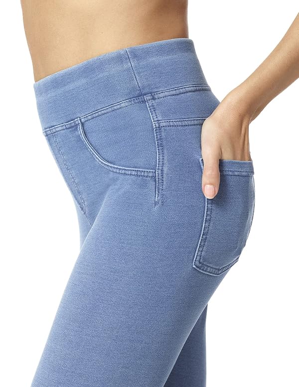 HUE Women's Game Changing Denim High Rise Legging Hosiery, Classic Light Wash, X-Small US by HUE - Used condition - Image 3