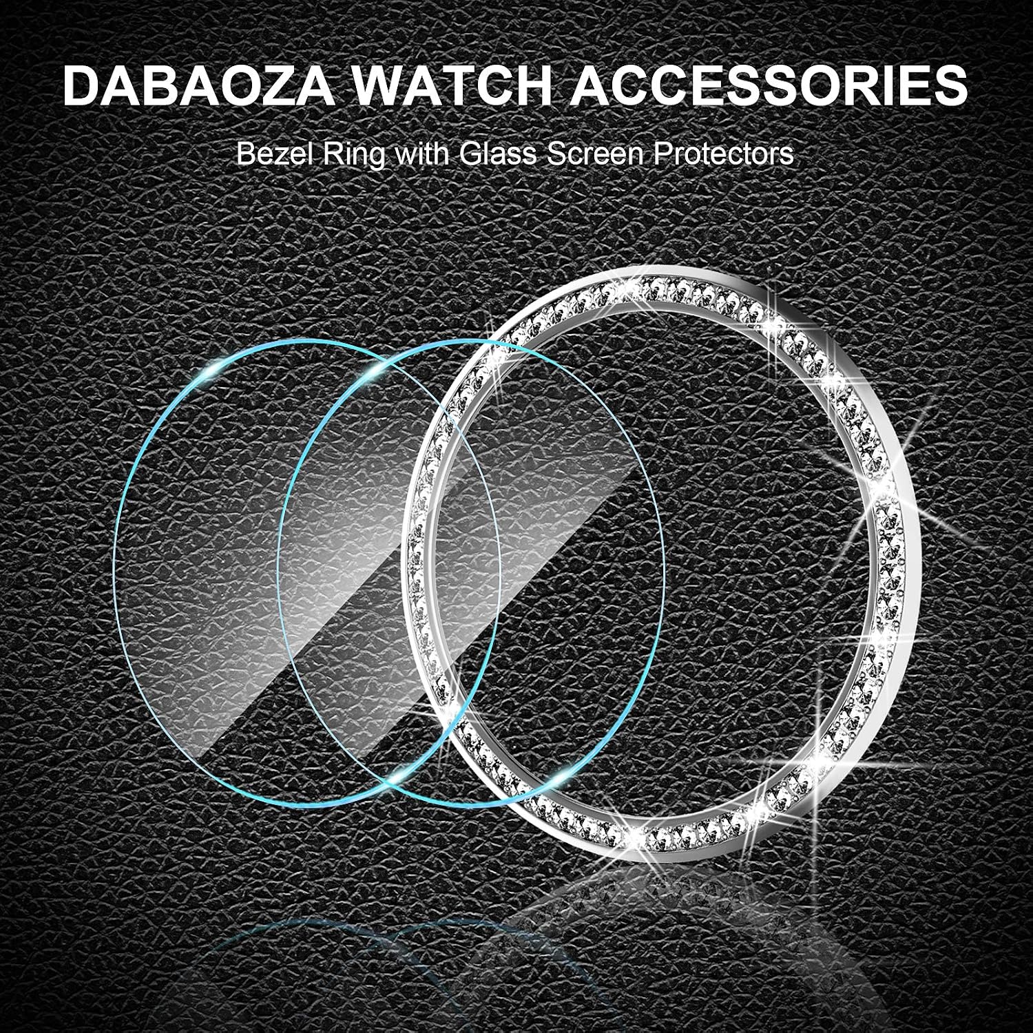 DABAOZA Compatible Galaxy Watch 3 41mm Ring Bezel with Screen Protector, [2 Protectors+1 Bezel] Women Girl Bling Bezel with Tempered Glass for Samsung Galaxy Watch3 41mm (Silver(41), 41mm)