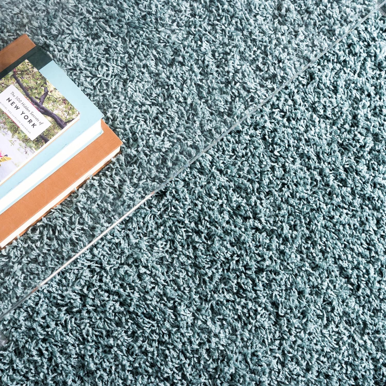 Rugs.com - Über Cozy Solid Shag Collection Rug – 8' x 10' Light Slate Blue Shag Rug Perfect for Living Rooms, Large Dining Rooms, Open Floorplans