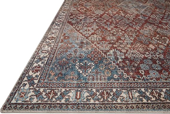 Loloi Magnolia Home by Joanna Gaines Lenna Collection LEA-04 Brick/Sky 2'-3 x 3'-9 Accent Rug