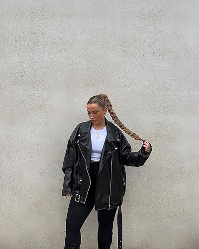 Miniatura 4 de LullaBellz Extensión de cabello sintético  Trenza, grande de 26 pulgadas de largo, marrón oscuro, base de banda para el cabello, cabello