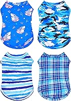 Vista 9 de PET SHOW Paquete de 4 camisetas para perros con estampado de hueso de pata, chaleco suave para perro, ligero, sin mangas, para gatos, cachorros