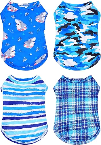 Miniatura 9 de PET SHOW Paquete de 4 camisetas para perros con estampado de hueso de pata, chaleco suave para perro, ligero, sin mangas, para gatos, cachorros