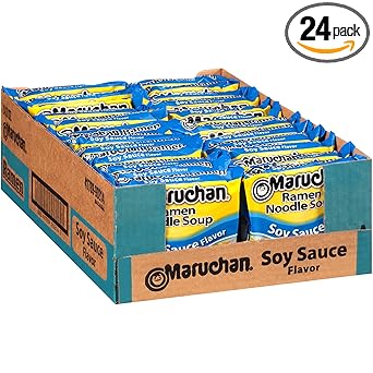 Maruchan Ramen Soy Sauce, Instant Ramen Noodles, Ready to Eat Meals, 3 Oz, 24 Count