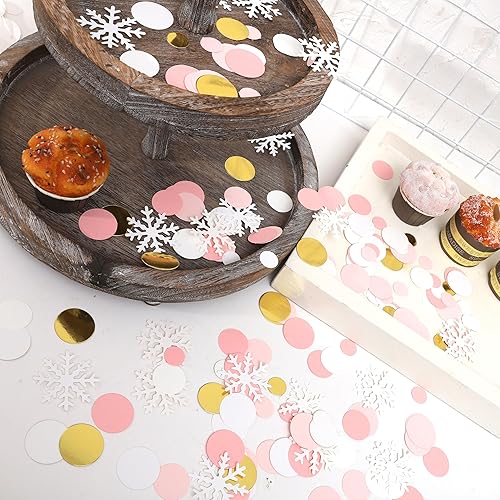 Miniatura 5 de 205 piezas de confeti de mesa de copo de nieve blanco - Decoración de fiesta de cumpleaños temática de copo de nieve, decoración dispersa para