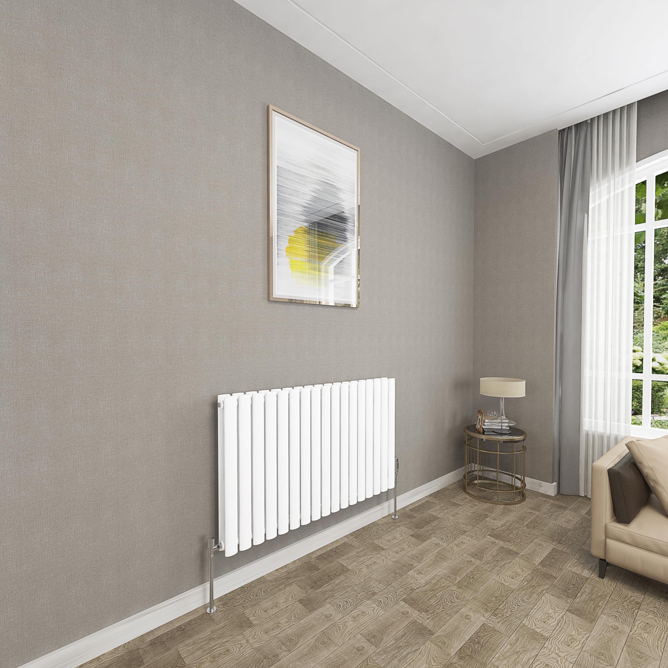Sky bathroom | 600x1003mm - Modern White Horizontal Double Panel Oval Column Radiator Central Heating Designer Radiator