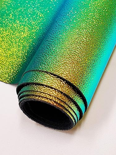 Miniatura 1 de Fabric Empire Tapicería de vinilo holográfica en relieve holograma de piel brillante tela cobre 54 pulgadas de ancho vendido por The Yard