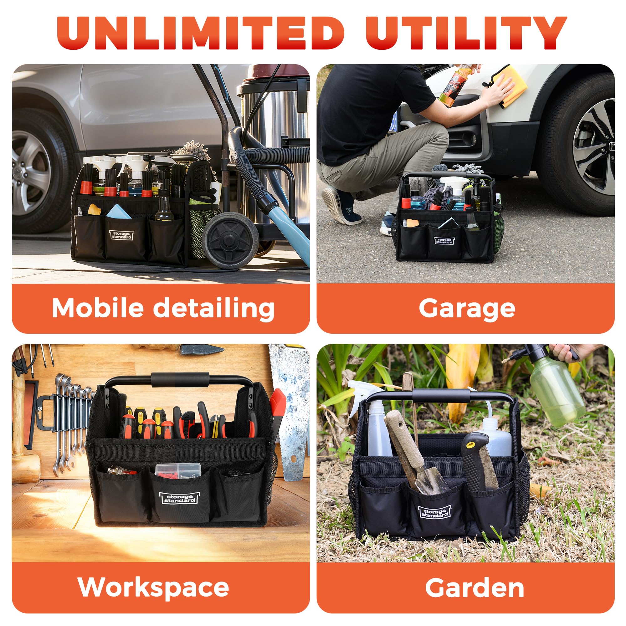 Detailing Caddy Organizer with Handle - Storage Cars Cleaning Caddy for Supplies Tools Home Improvement - Heavy Duty — view 8