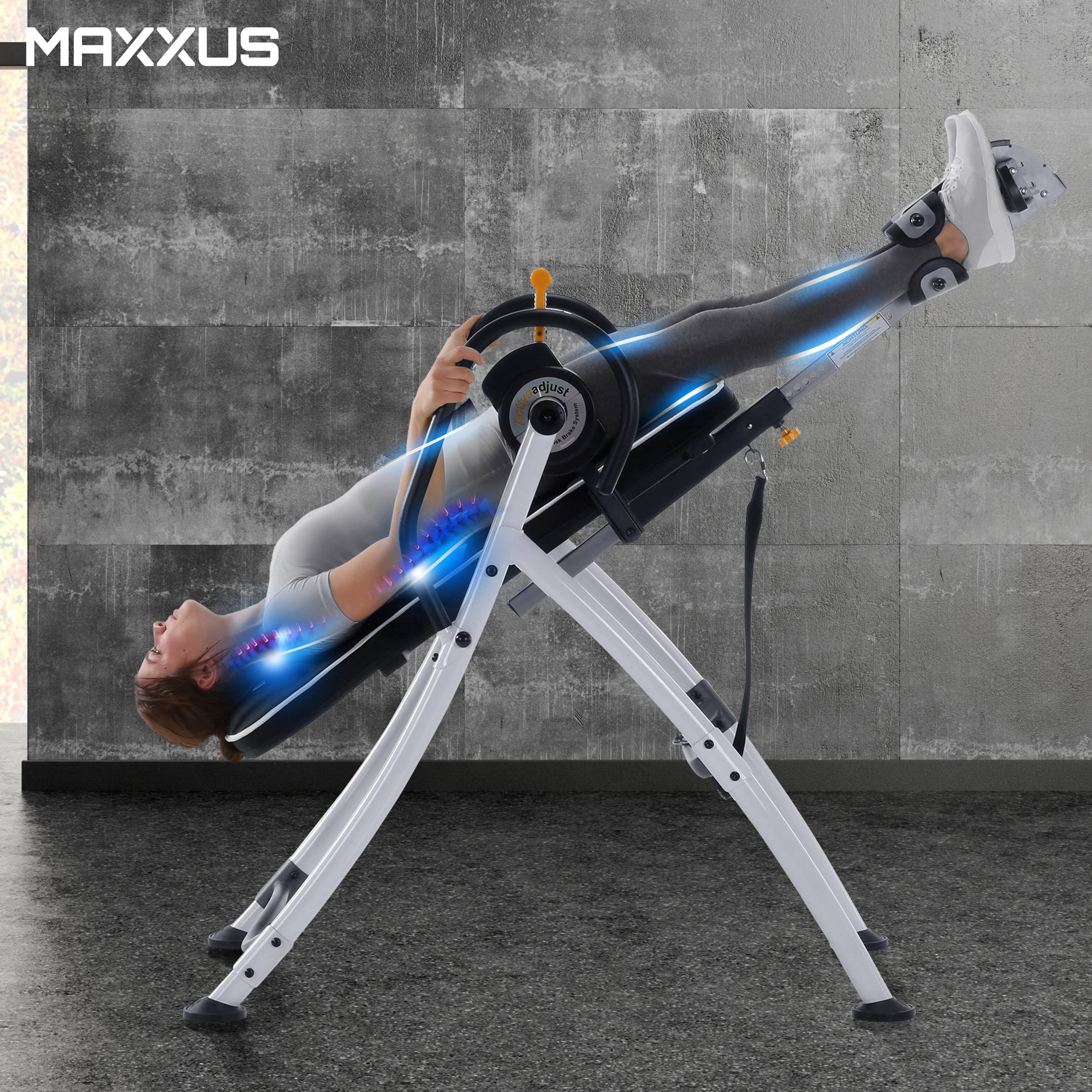 MAXXUS Panca a Inversione Gravity Pro 2 - Gravitazionale, Pieghevole, Altezza e Inclinazione Regolabili, Imbottito, Max 160 kg, fino a 206 cm - Tavolo Inversione, Schiena, Panca Inversa