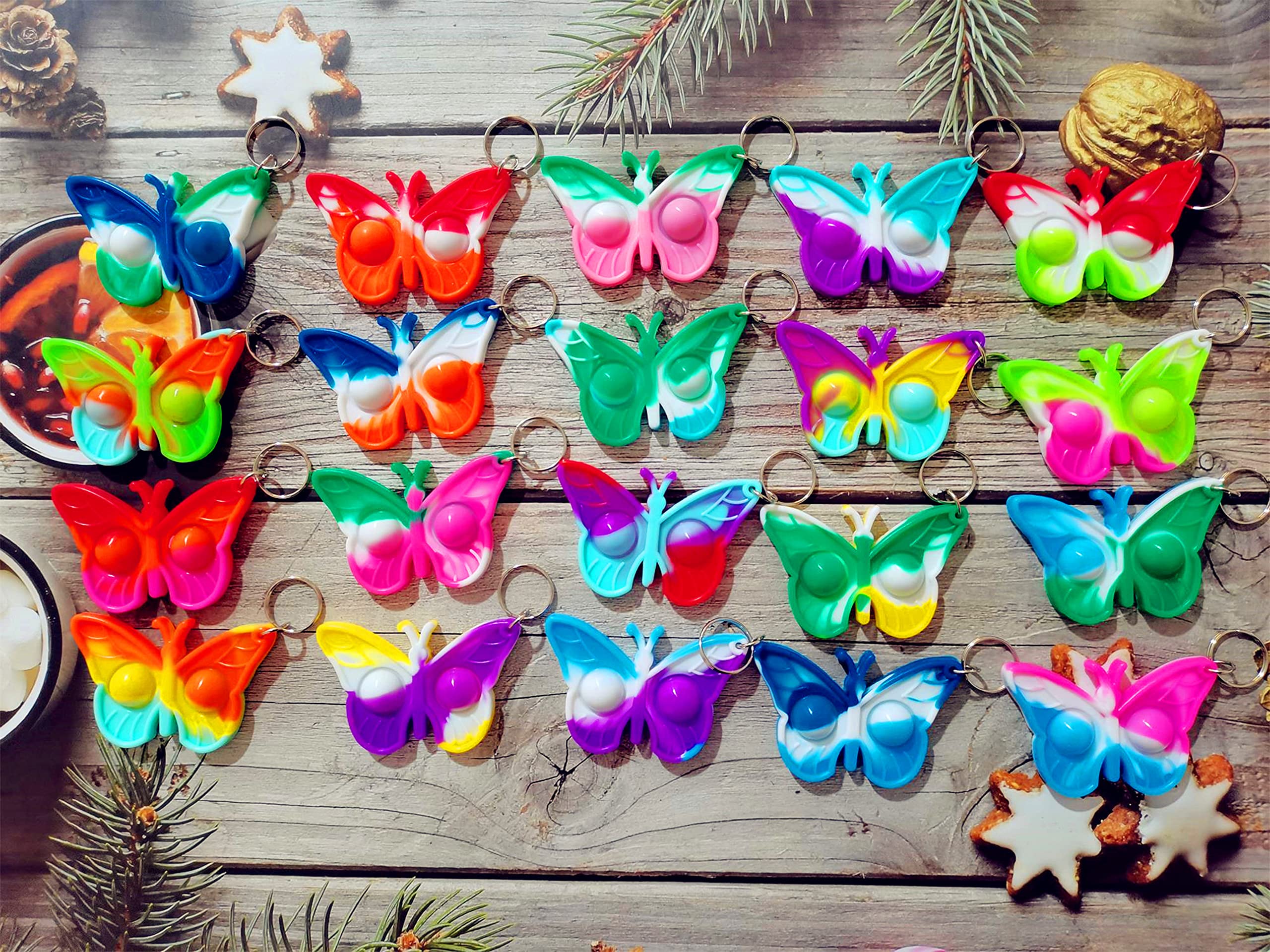 Amazon.com: Roaqua 20 pcs Rainbow Butterfly Mini Pop Silicone 