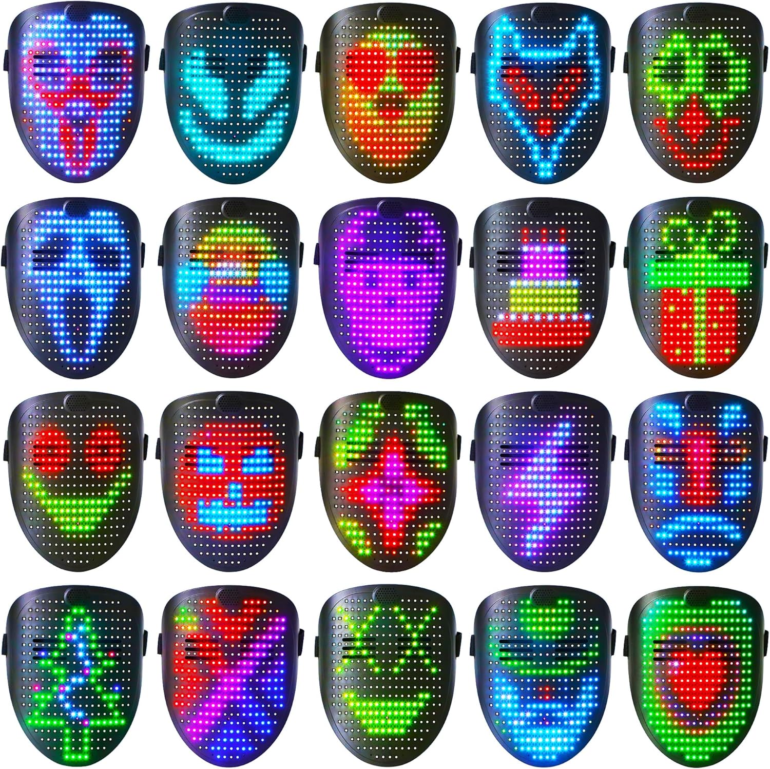 TOY Life LED Mask with Gesture Control– Rechargeable Light Up Halloween Musical Masks Costume for Adults & Kids