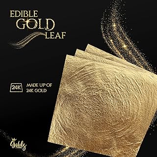 24K Genuine Edible Gold Leaf - Real Gold Leaf - BIG Size 10cm x 10cm - BIG 12 Sheets - Original Gold Leaf Sheets For | Art | Food | Craft | Decoration | Beauty - Real & Pure Edible GOLD