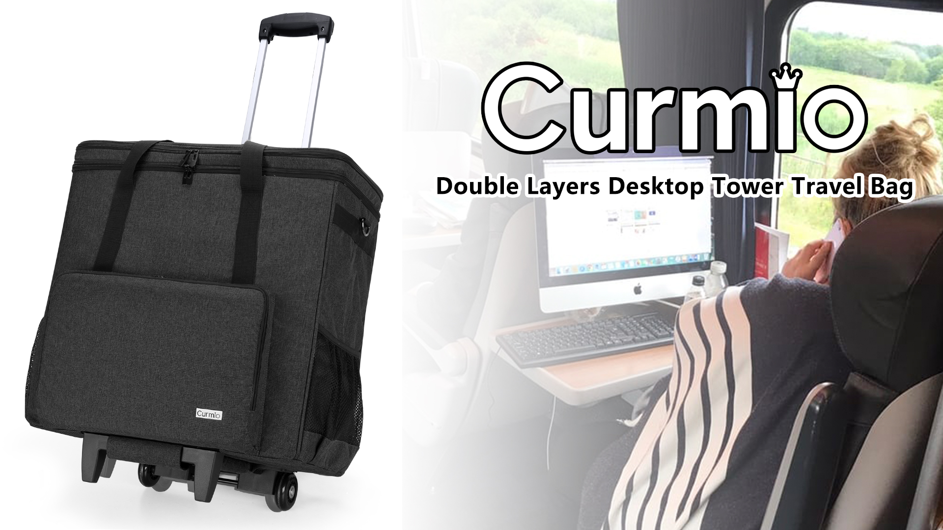 Amazon.com: CURMIO Rolling PC Carrying Case, Double Layers Desktop