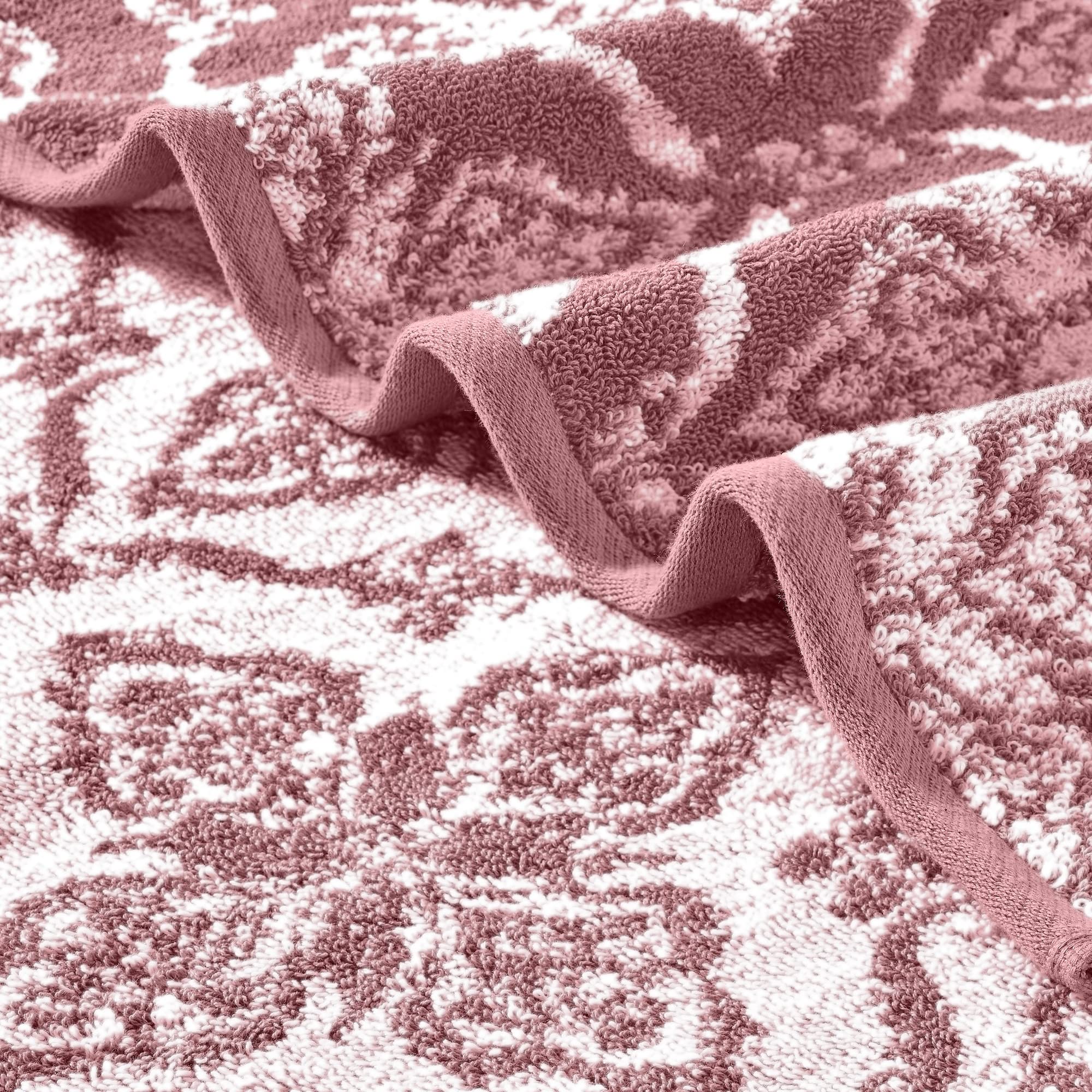 Modern Threads Amaris 6-teiliges Wende-Handtuch-Set, garngefärbt, Jacquard, Badetücher, Handtücher und Waschlappen, super saugfähig und schnell trocknend, 100% gekämmte Baumwolle, Palisander