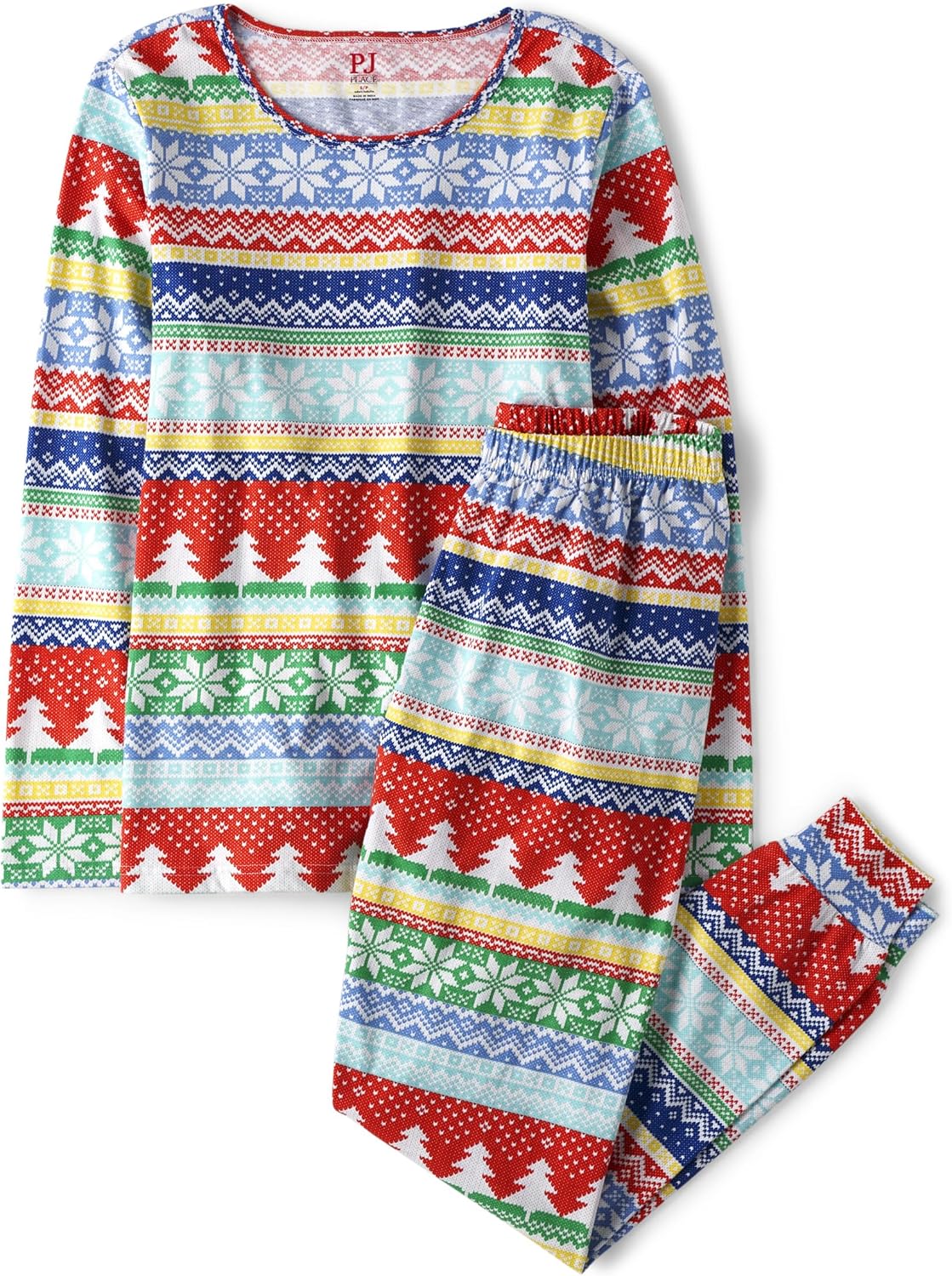 The Children's Place unisex-baby Holiday Pajamas, Cotton Adult Medium Multi Fairisle