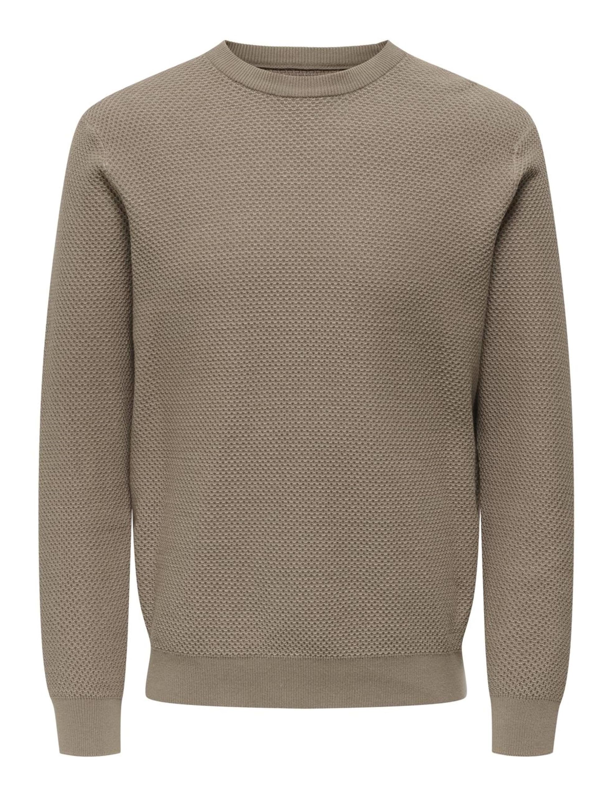 ONLY & SONS Onsmorgan Reg 12 Structure Crew Knit, Desert Taupe, M