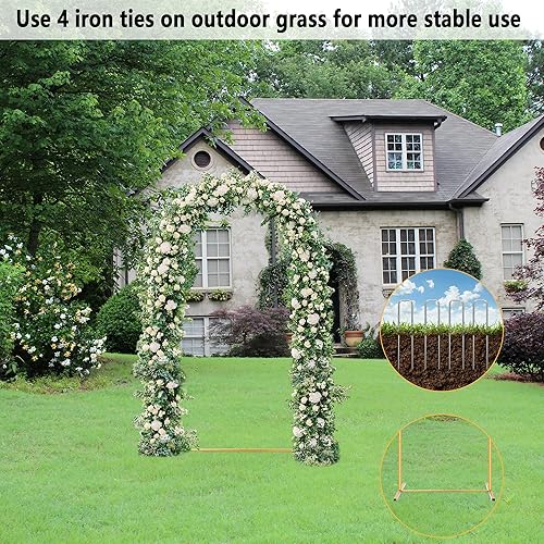 Miniatura 5 de Shinoske Telón de fondo de arco de metal, elegante cenador de jardín, arcos de boda para ceremonia, fácil de montar y desmontar, soporte dorado para