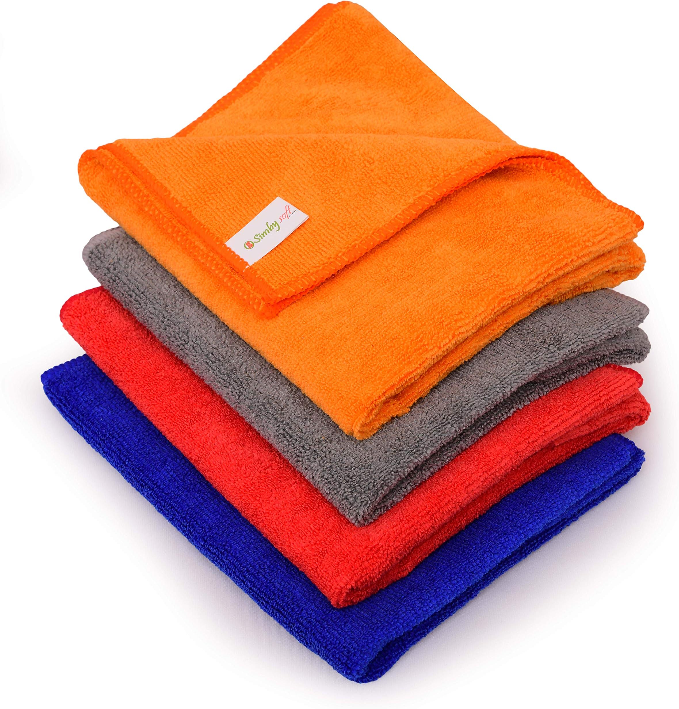 SIMBYSOFT Microfiber Cloth, Towel 360 GSM (Set of 4).