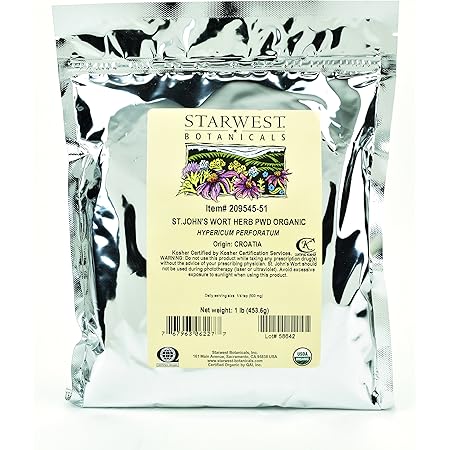 Starwest Botanicals Organic St. John's Wort Herb Powder, 1 Pound