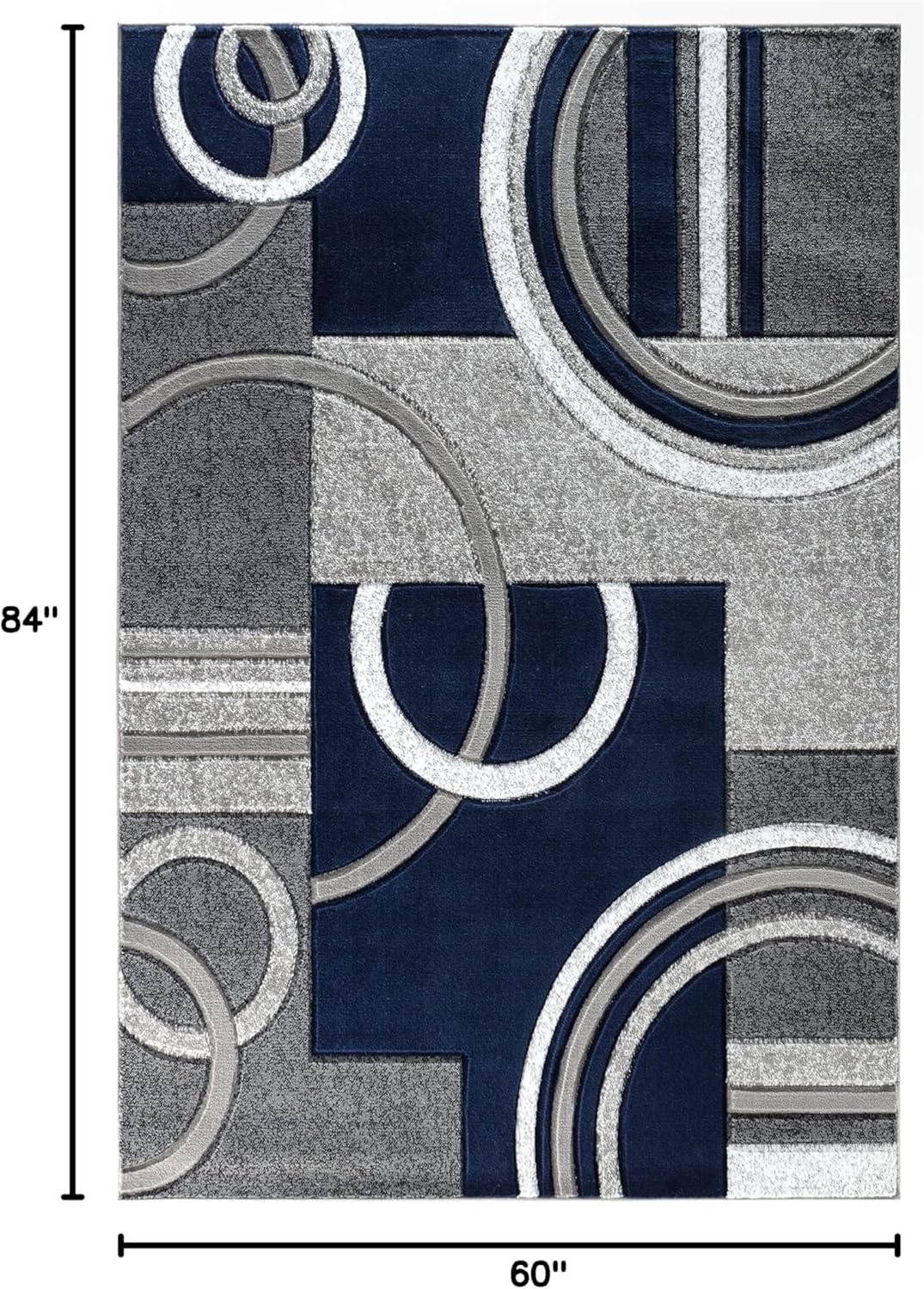 GLORY RUGS Area Rug Modern Soft Hand Carved Contemporary Floor Carpet with Premium Fluffy Texture for Indoor Living Dining Room and Bedroom Area (5x7, Navy) - Image 2