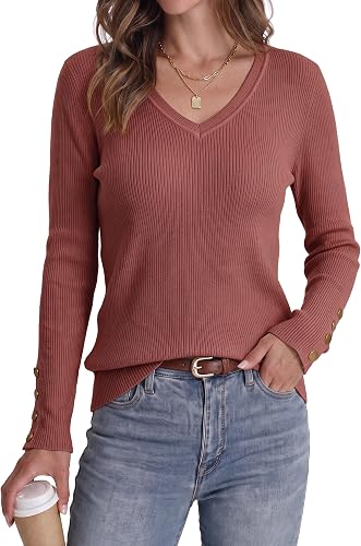 Newshows Womens Clothes 2024 Spring Tops V Neck Pullover Sweaters Long Sleeve Li