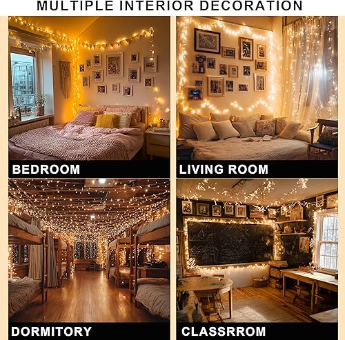 Miniatura 6 de Dazzle Bright - Guirnalda de luces navideñas, 600 LED, 196 pies, 8 modos de iluminación, temporizador, cable verde, impermeable, para árbol de