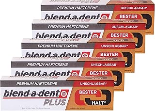 5x 40g blend-a-dent PLUS Premium Haftcreme - Geschmacksneutral - Duokraft