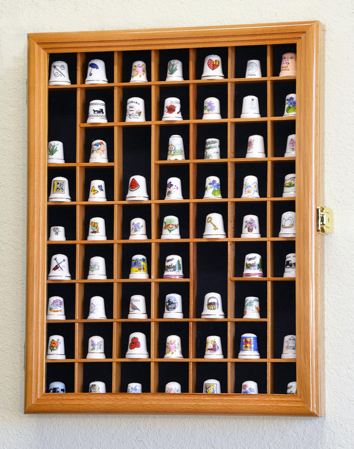 59 Opening Thimble/Small Miniature Display Case Cabinet Holder Wall Rack 98% UV Lockable