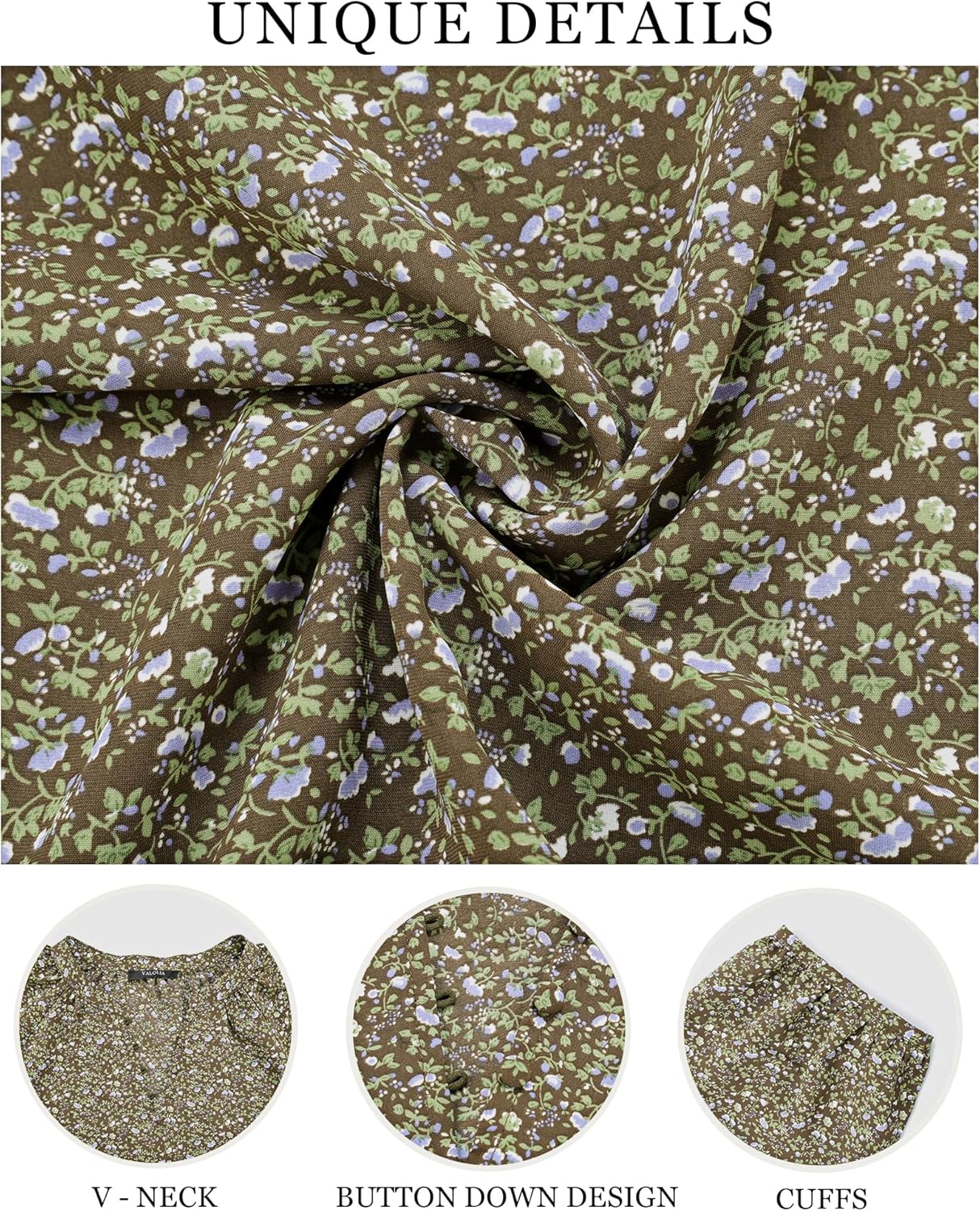 VALOLIA Women's 3/4 Sleeve Blouses Button Down Shirt Business V Neck Casual Clothing Blouses Dressy Casual Chiffon Tops - Image 6