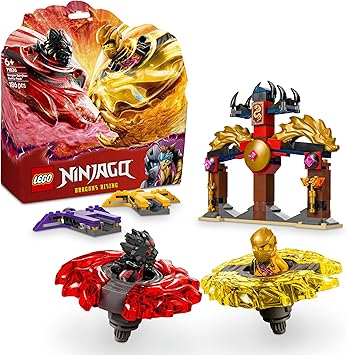 LEGO NINJAGO Dragon Spinjitzu Battle Pack 71826-6 Years Old and Over Creative Toy Making Set with 2 Ninja Minifigures for Kids, Birthday Gift (186 Pieces)