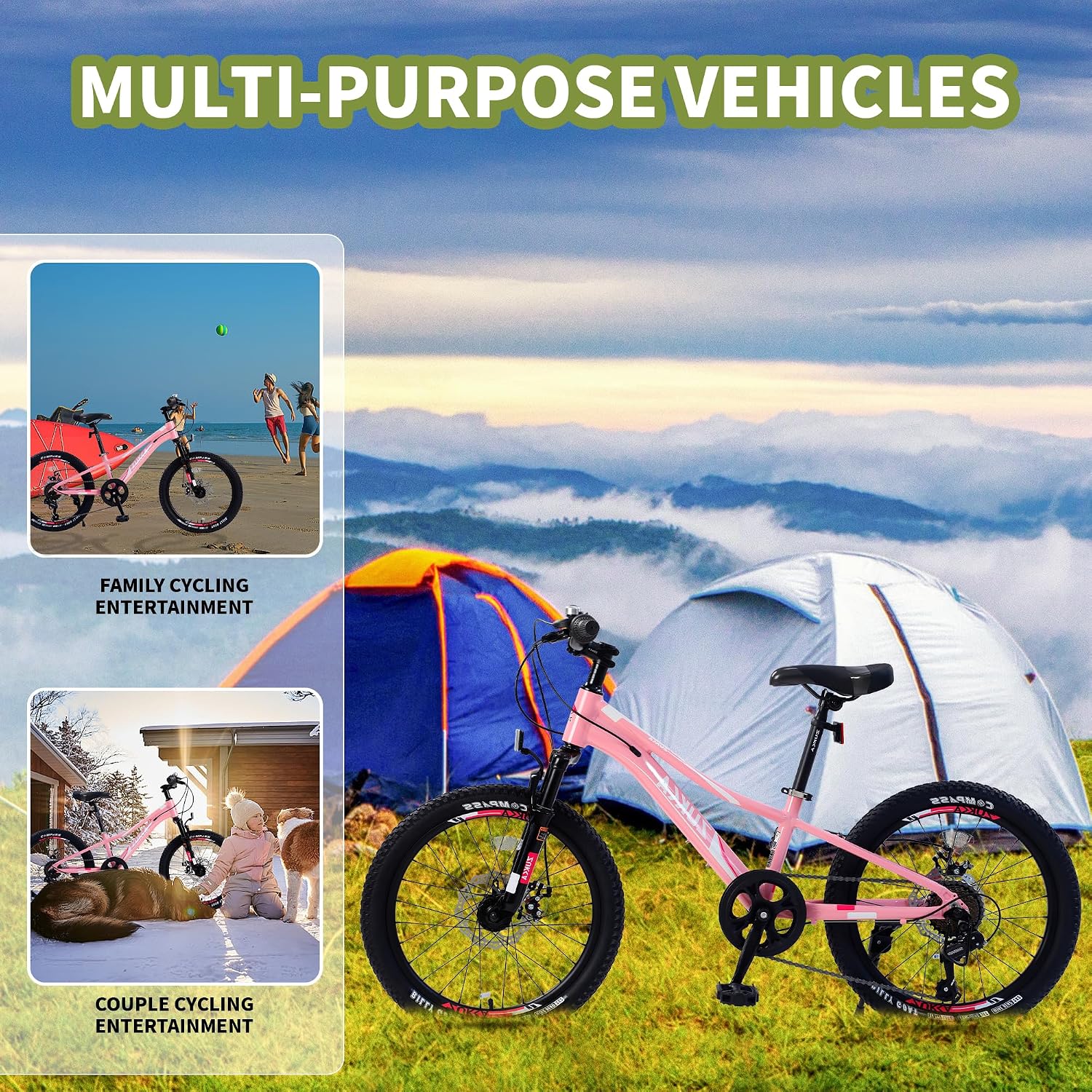 20/24 Inch Bike Girls Boys Mountain Bike, 7 Speeds Teen Mountain Bikes, Aluminium Alloy Frame Bicycle for Boys Girls