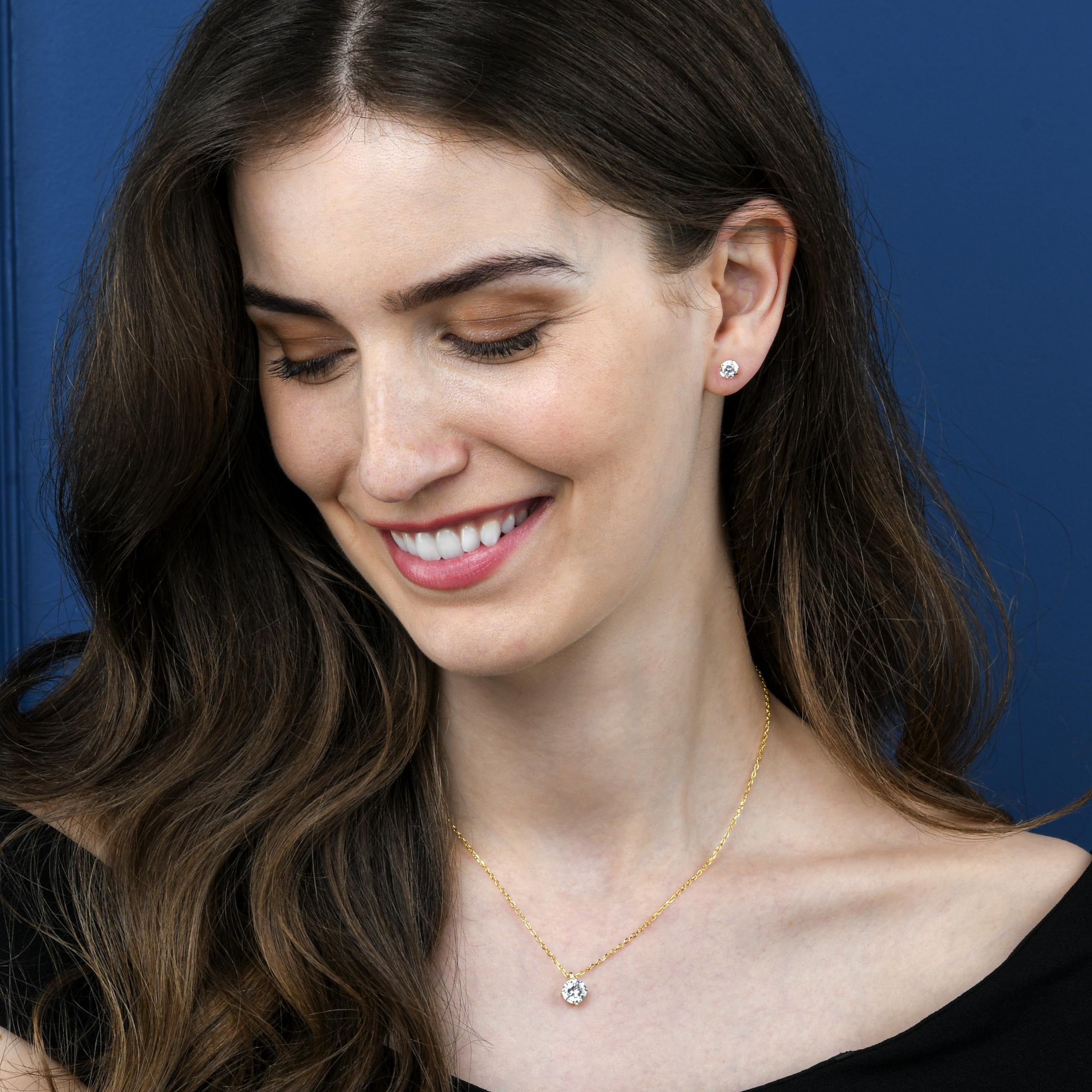 namana Collana con Ciondolo in Argento o Oro per Donna e Ragazza, Delicata Collana Donna in Argento Sterling 925 con Zirconi Rotondo Colorato o Bianco, Collana Argento 925 con Scatola Regalo