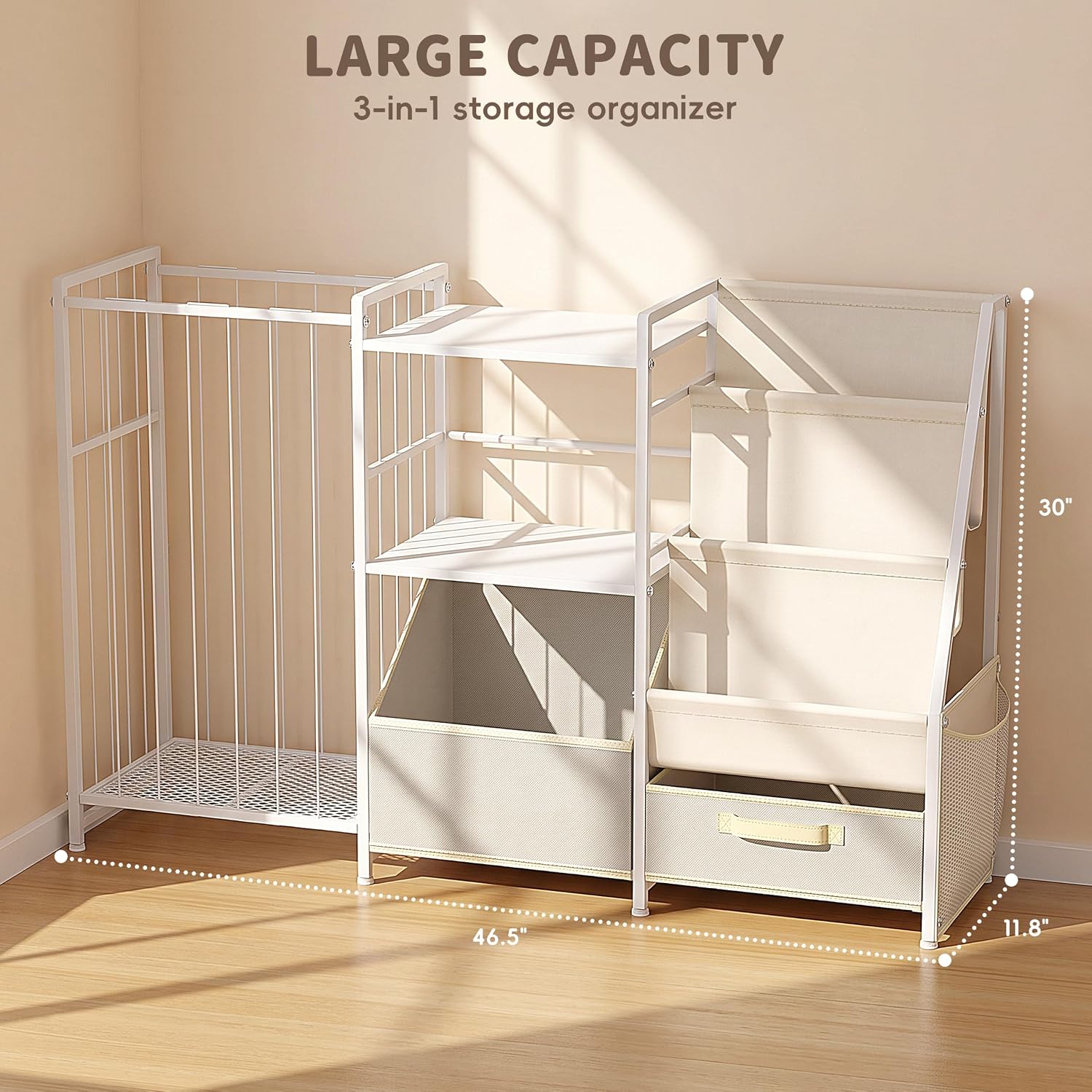 Kids Bookshelf and Toy Storage, Large 3 Tier Book Shelf for Kids Rooms, Sling Baby Bookcase with Stuffed Animal Storage, Toddler Montessori Bookshelf for Nursery, Playroom, Kindergarten
