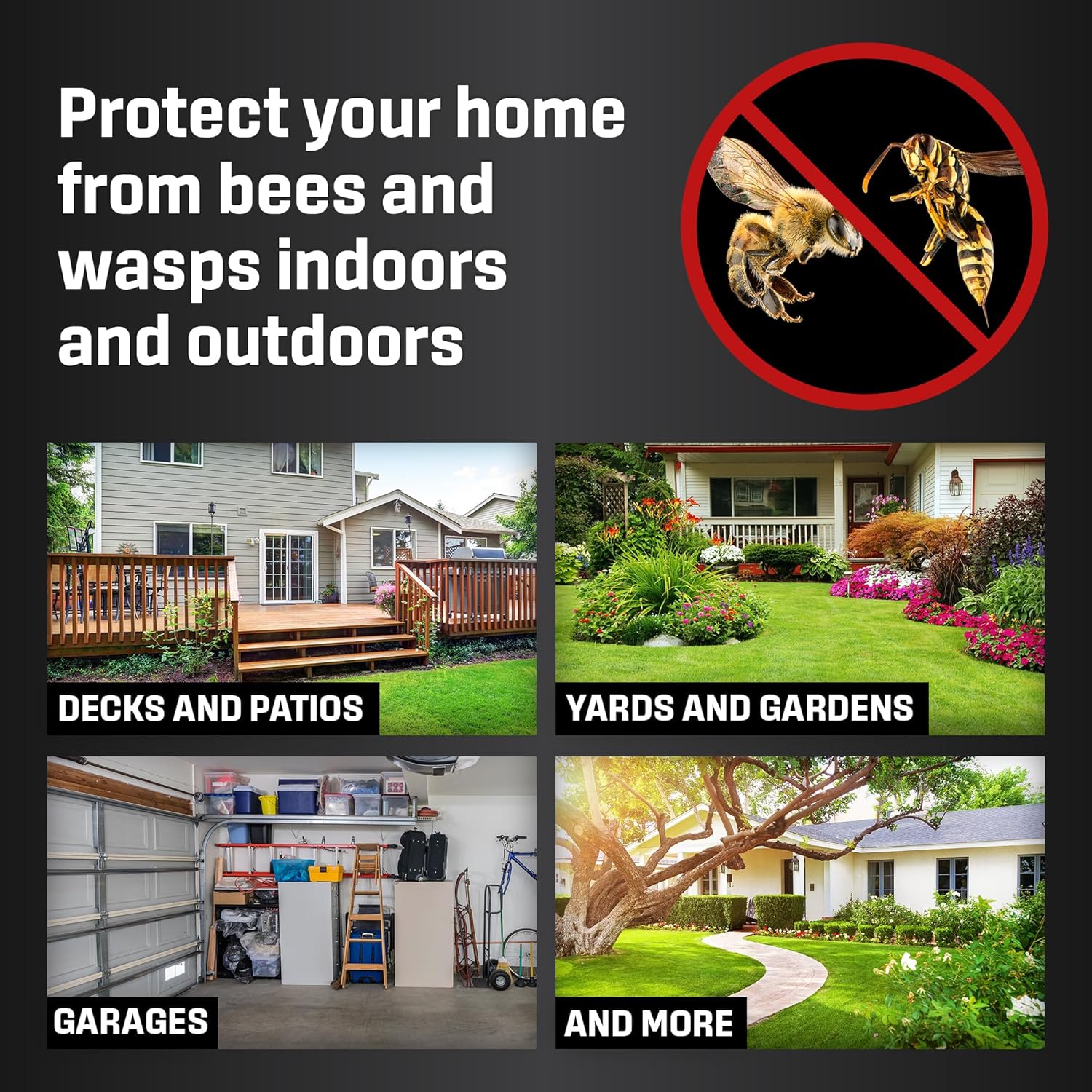 Exterminator’s Choice Bee Exterminator & Wasp Defense - 125 fl oz Cinnamon Scent - Natural Essential Oil Formula Keeps Bees Away Outside - Safe for Kids & Pets - Made in USA