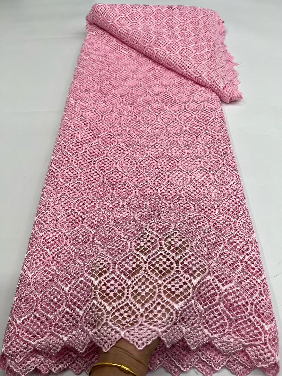 Latest African Water Soluble Lace Fabric Luxury French Guipure Cord Lace Fabric for Evening Party Dresses 5 Yards (Black)