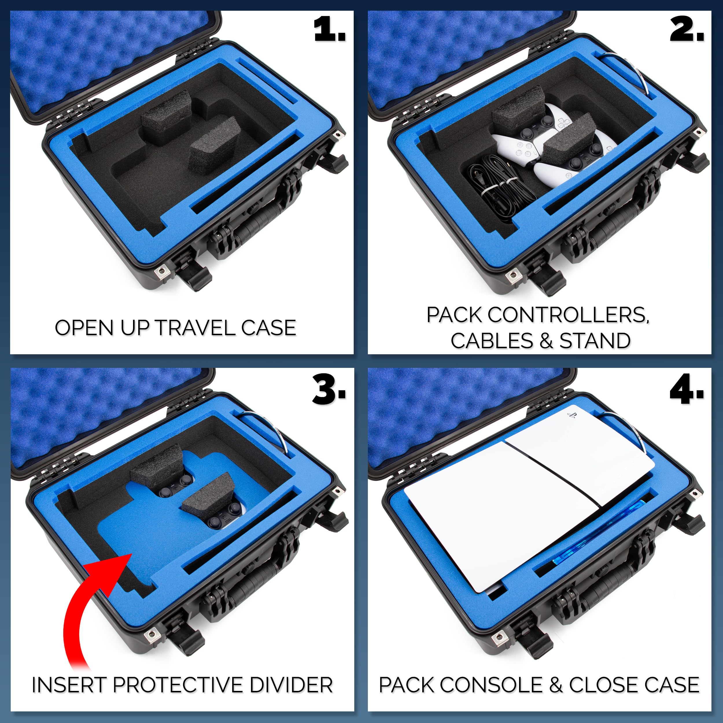 CASEMATIX Travel Case Compatible With PS5 Slim & PlayStation 5 Slim Digital Edition - Hard Shell Waterproof Case with Custom Foam for Console, Controllers, Stand, Cables and Game thumbnail 10