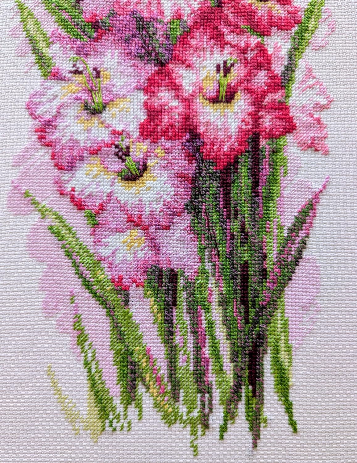 RIOLIS - Charming Gladioli 1994, Floral Cross Stitch Kits 7.75"X19.75", Cross Stitch Kits for Beginners & Advanced, Crossstitching Kits Adult, Counted Stitching Kits, Flowers Embroidery Kit