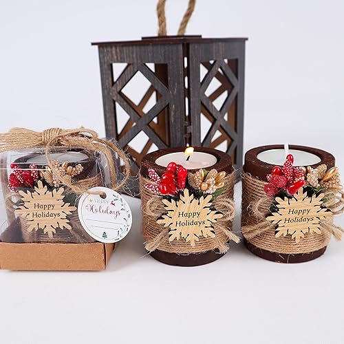 Vista 90 de HTF - Juego de 10 portavelas de madera para decoración de baby shower, regalos de revelación de género, portavelas de madera para baby shower Marrón