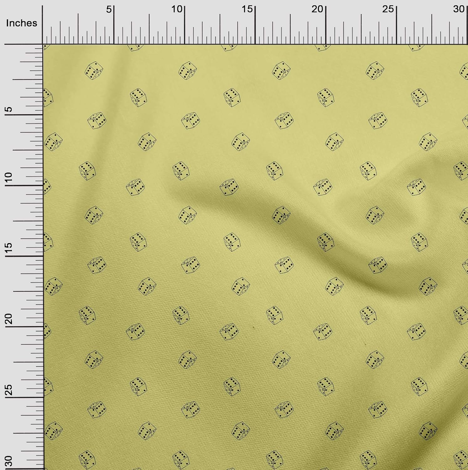 oneOone Polyester Spandex Yellow Fabric Retro Dice DIY Clothing Quilting Fabric Print Fabric by Yard 56 Inch Wide-365