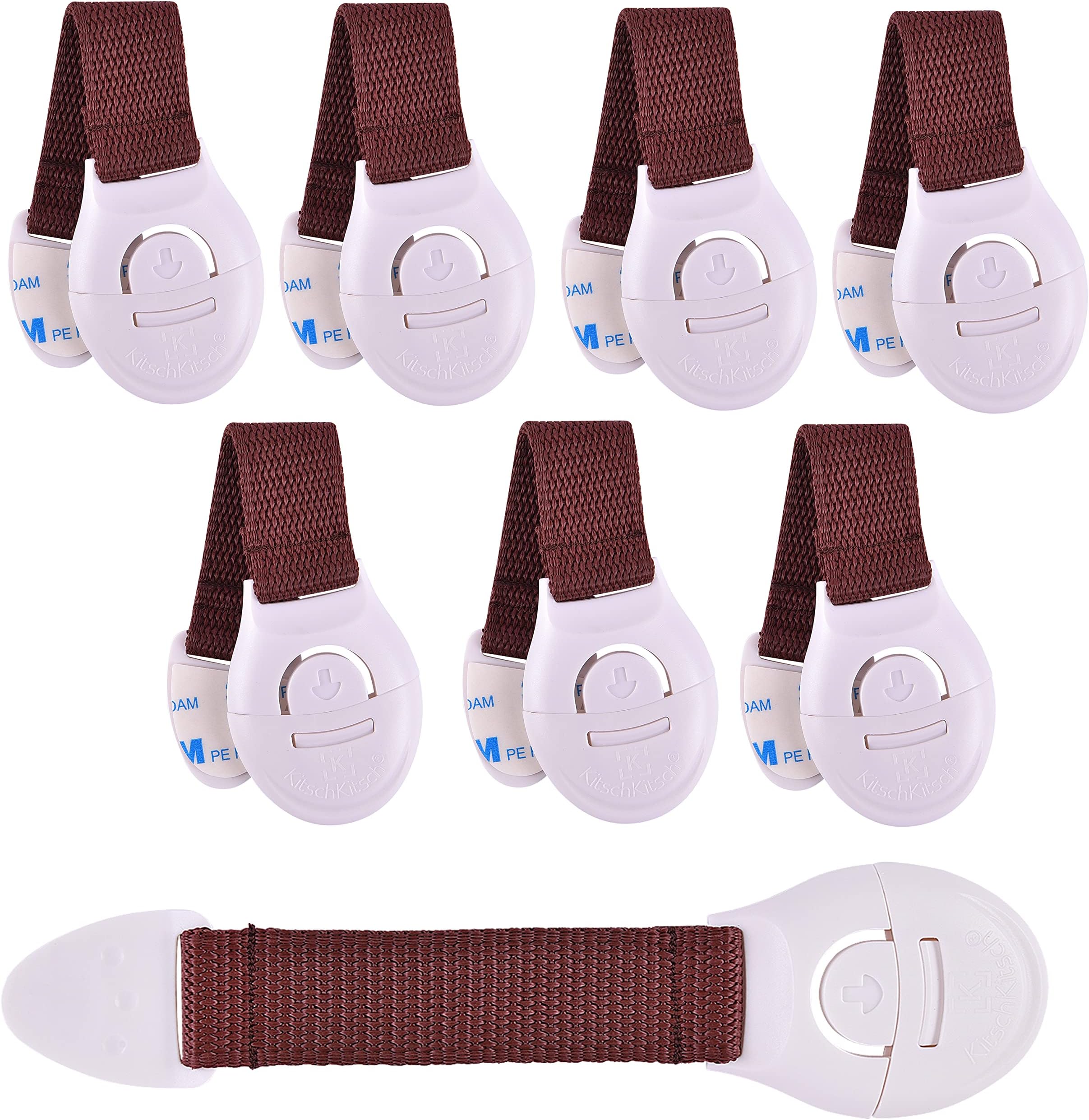 Baby Safety Plastic Drawer Locks (8 Piece Brown)
