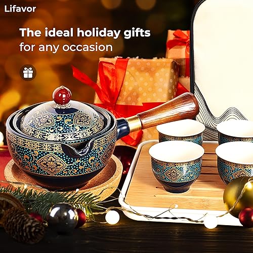 Miniatura 7 de Auténtico juego de té chino, juego de té de gongfu portátil, juego de tetera giratoria de regalo, regalo perfecto para los amantes del té, juego de