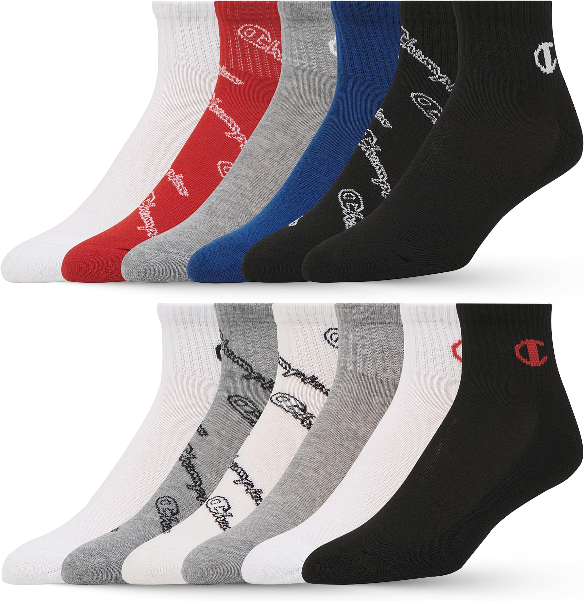 ChampionBoys Socks and Girls Socks 12 Pair Crew Low Cut No Show Ankle Quarter Socks for Girls