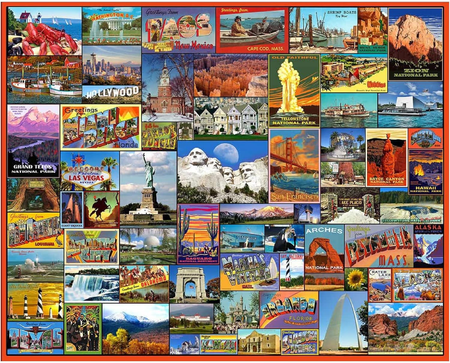 White Mountain 1000 Piece Jigsaw Puzzle Iconic Travel Collage Puzzles with Large Pieces for Adults and Family 24"x30" - Best Places in America
