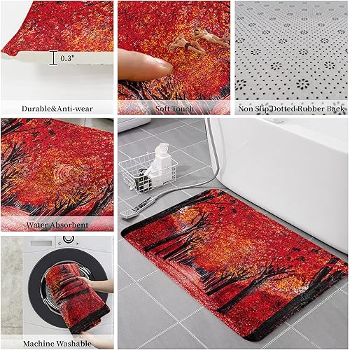 Miniatura 6 de Bathroom Rugs 18x30 Inch Area Rug for Bedroom Decor, Absorbent Low Profile Outdoor Rug Home Decor Kitchen Rugs Carpet, Autumn Thanksgiving Romantic