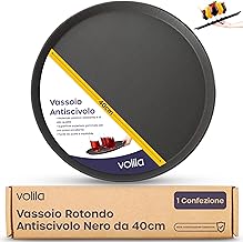 volila Vassoio Antiscivolo Bar - Set Apertivo con 1 Vassoio Aperitivo Bar da 40cm - Vassoio Aperitivo, Vassoio Nero Rotondo per uso Domestico o Professionale al Bar/Ristorante - Vassoio Caffè